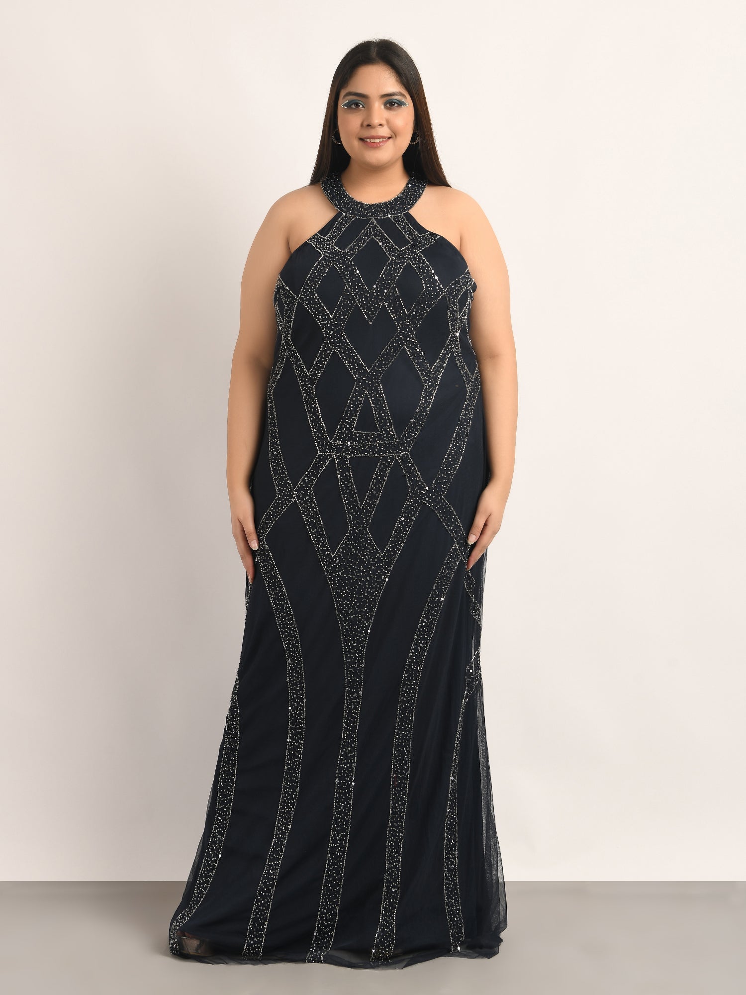 attic curves river halter neck gown