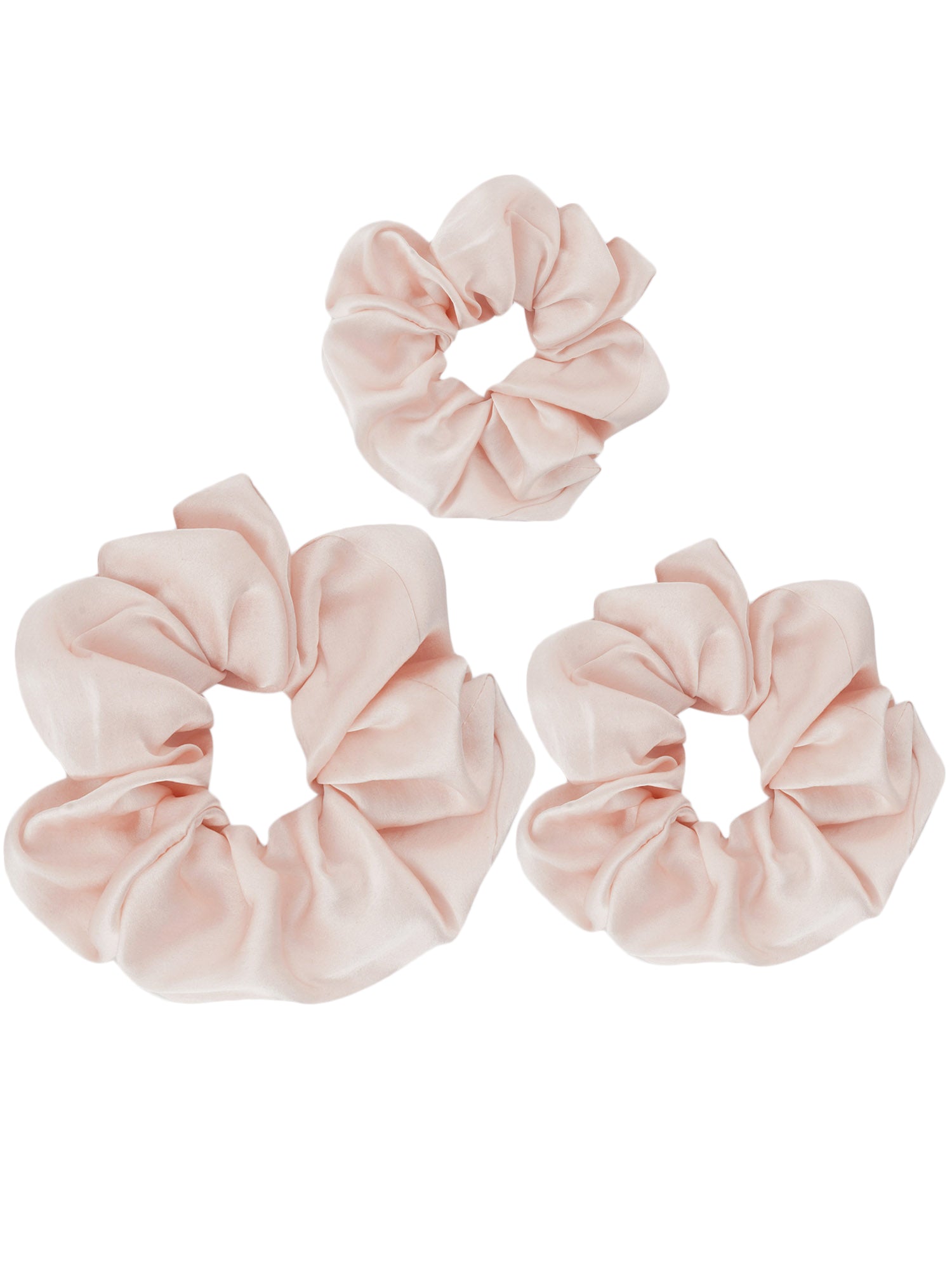  00 mulberry silk baby pink scrunchies set of  