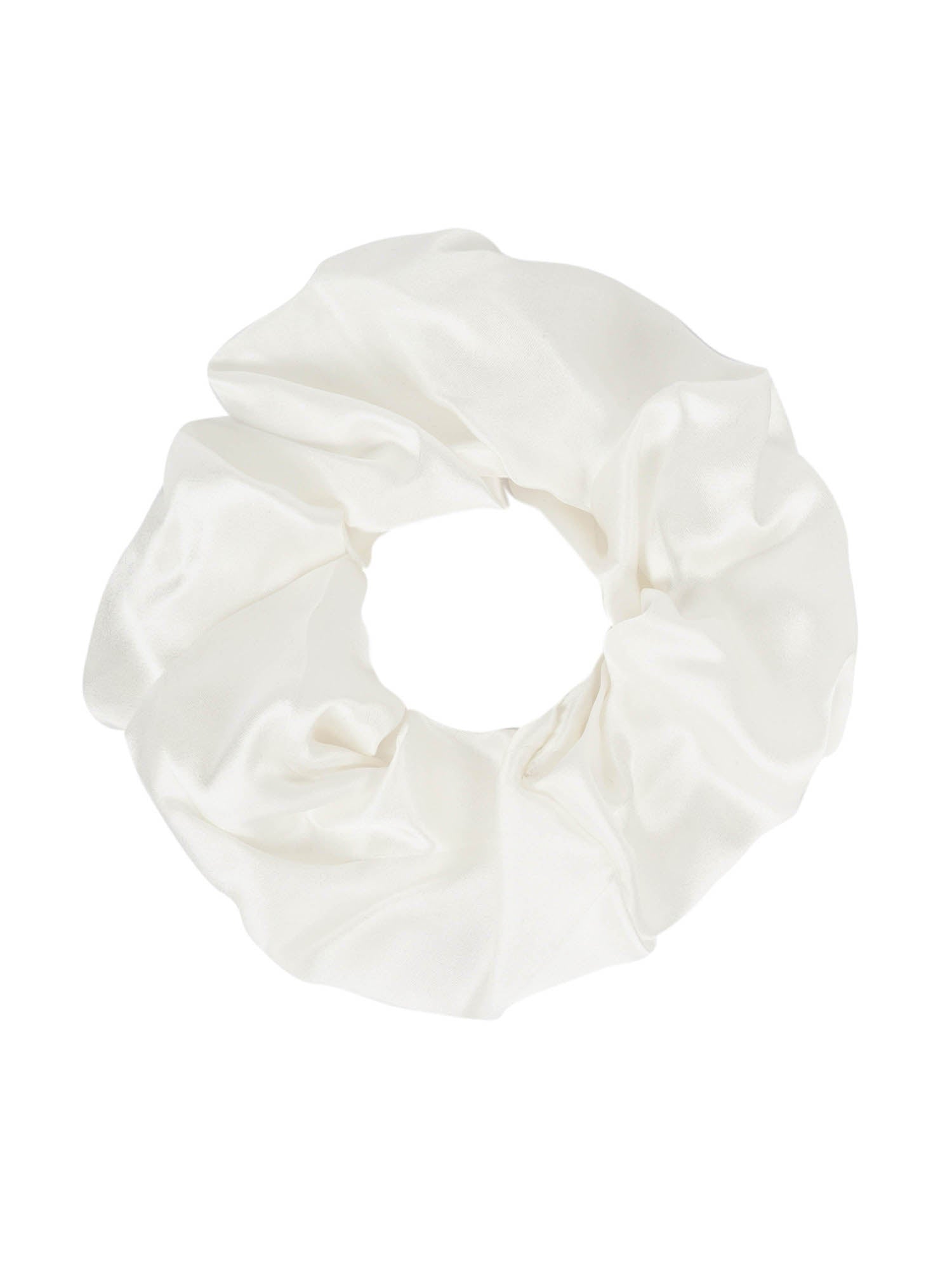 mulberry silk white scrunchies pair of  