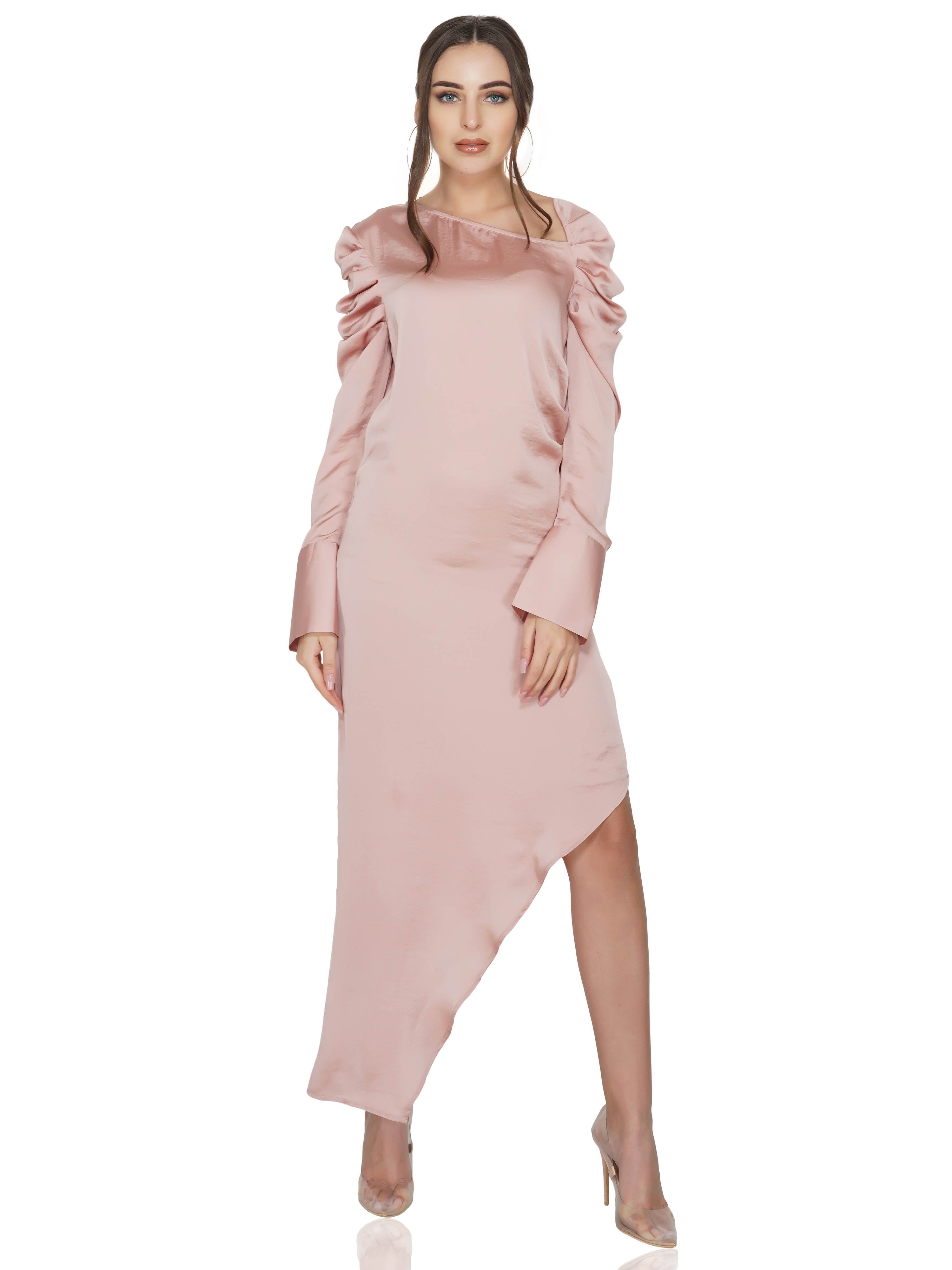 Attic Salt Asymmetric Drape Dress