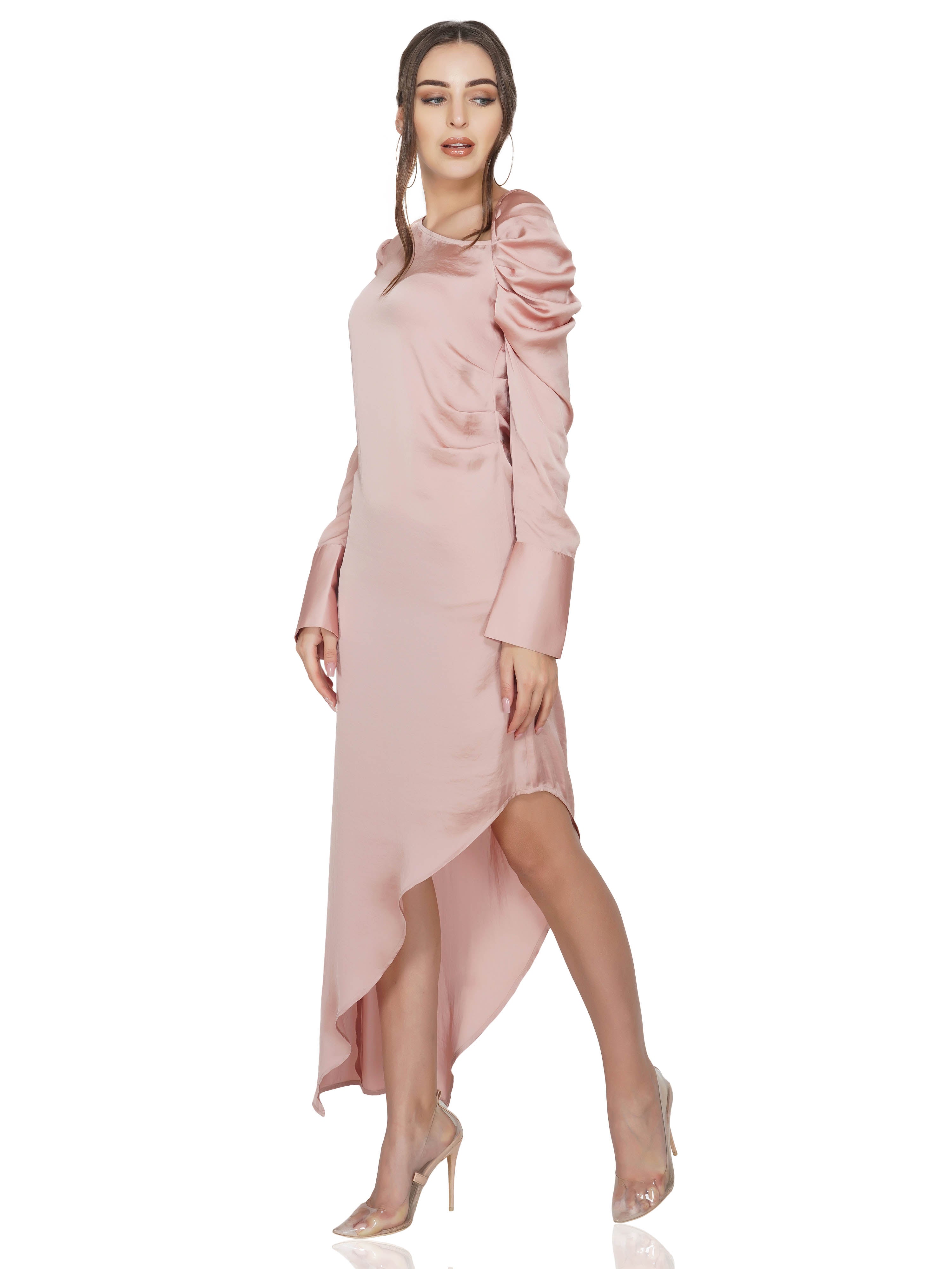 Attic Salt Asymmetric Drape Dress