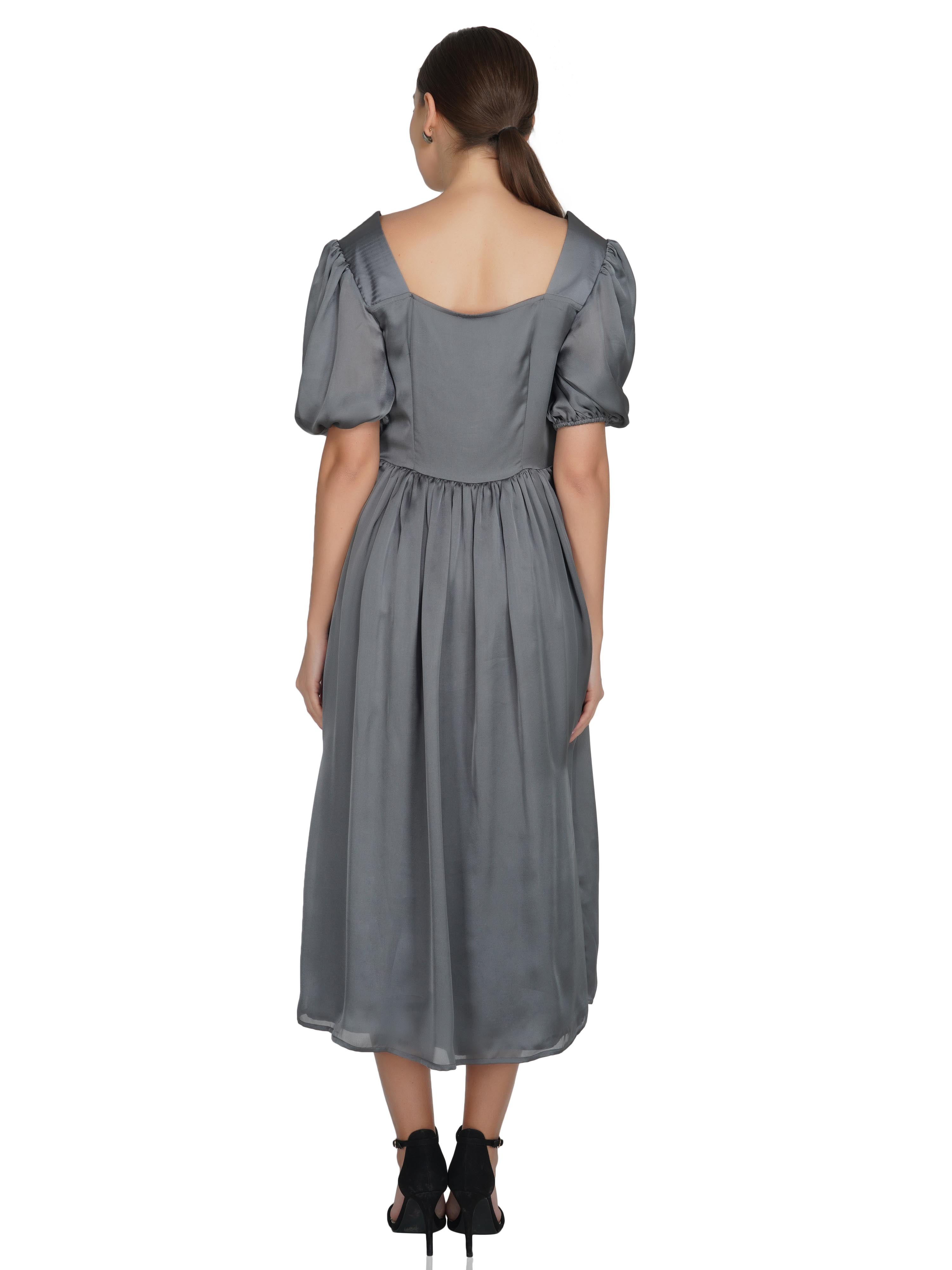 Attic Salt Grey satin midi