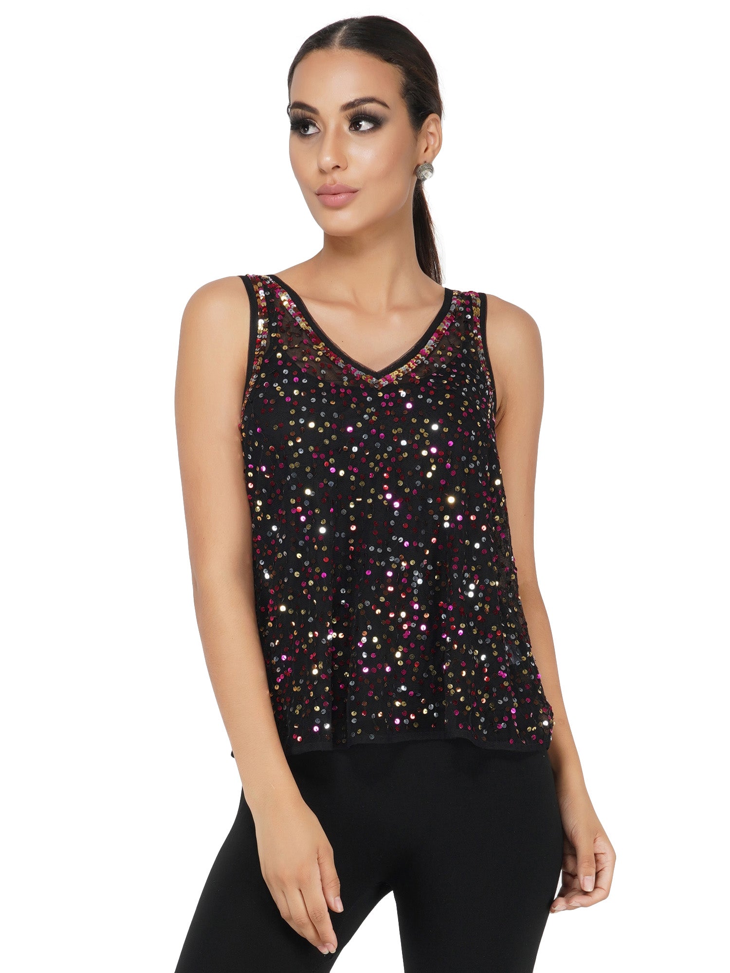 Attic Salt Multi Sequin Party Top