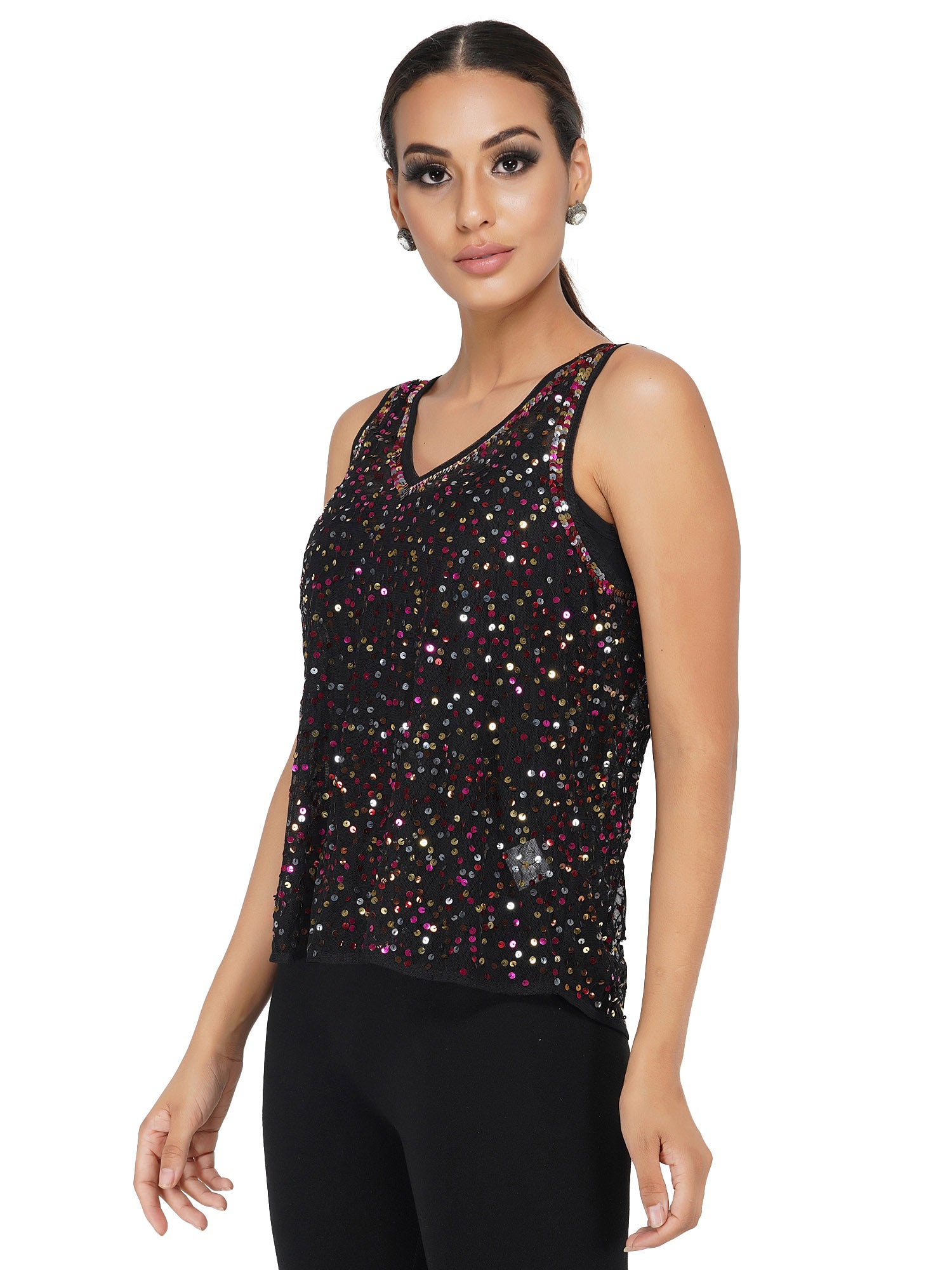 Attic Salt Multi Sequin Party Top