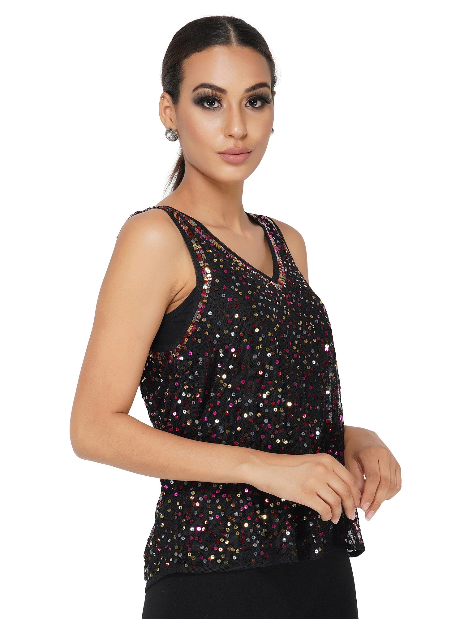 Attic Salt Multi Sequin Party Top