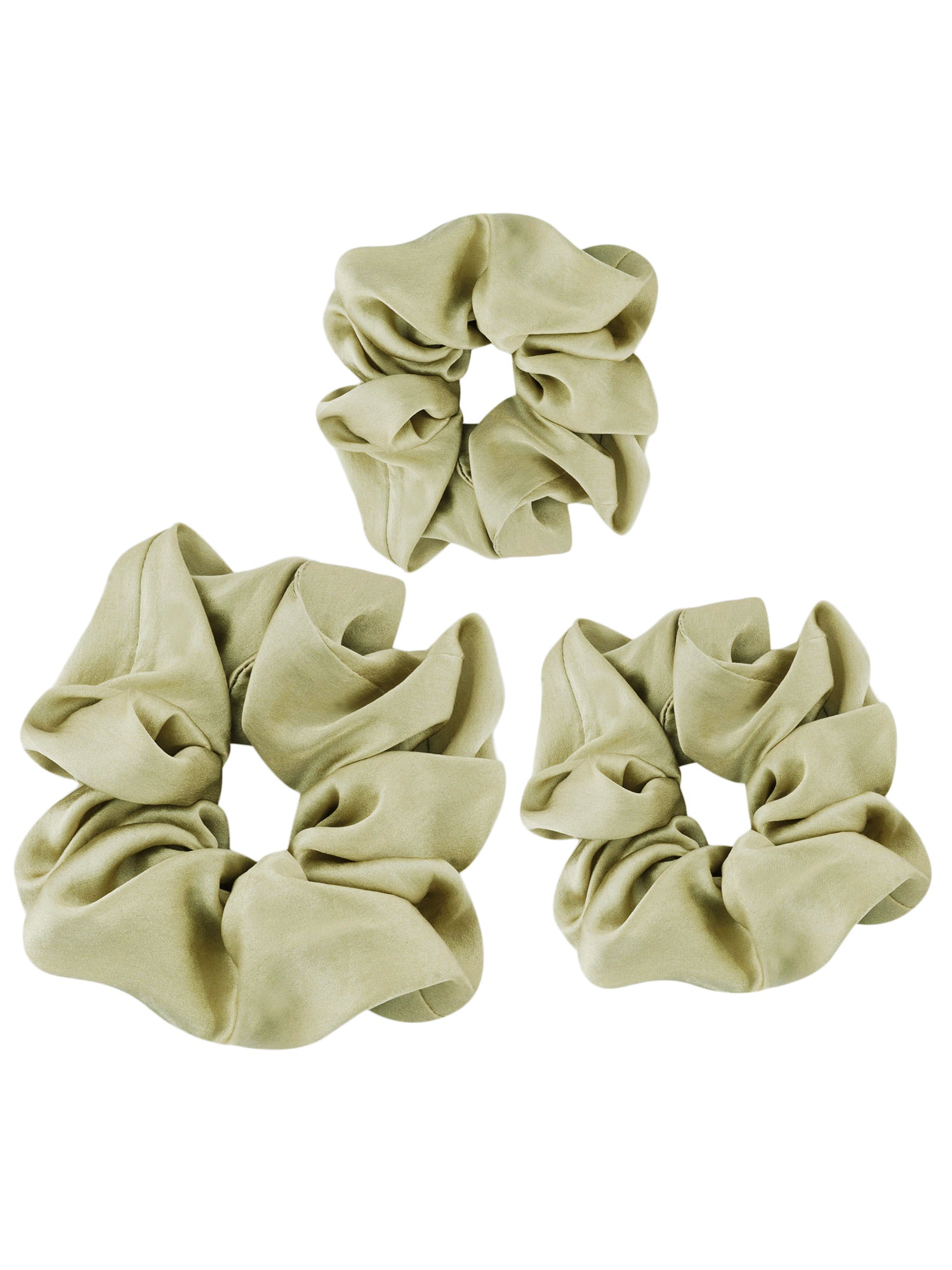  00 mulberry silk olive green scrunchies set of  