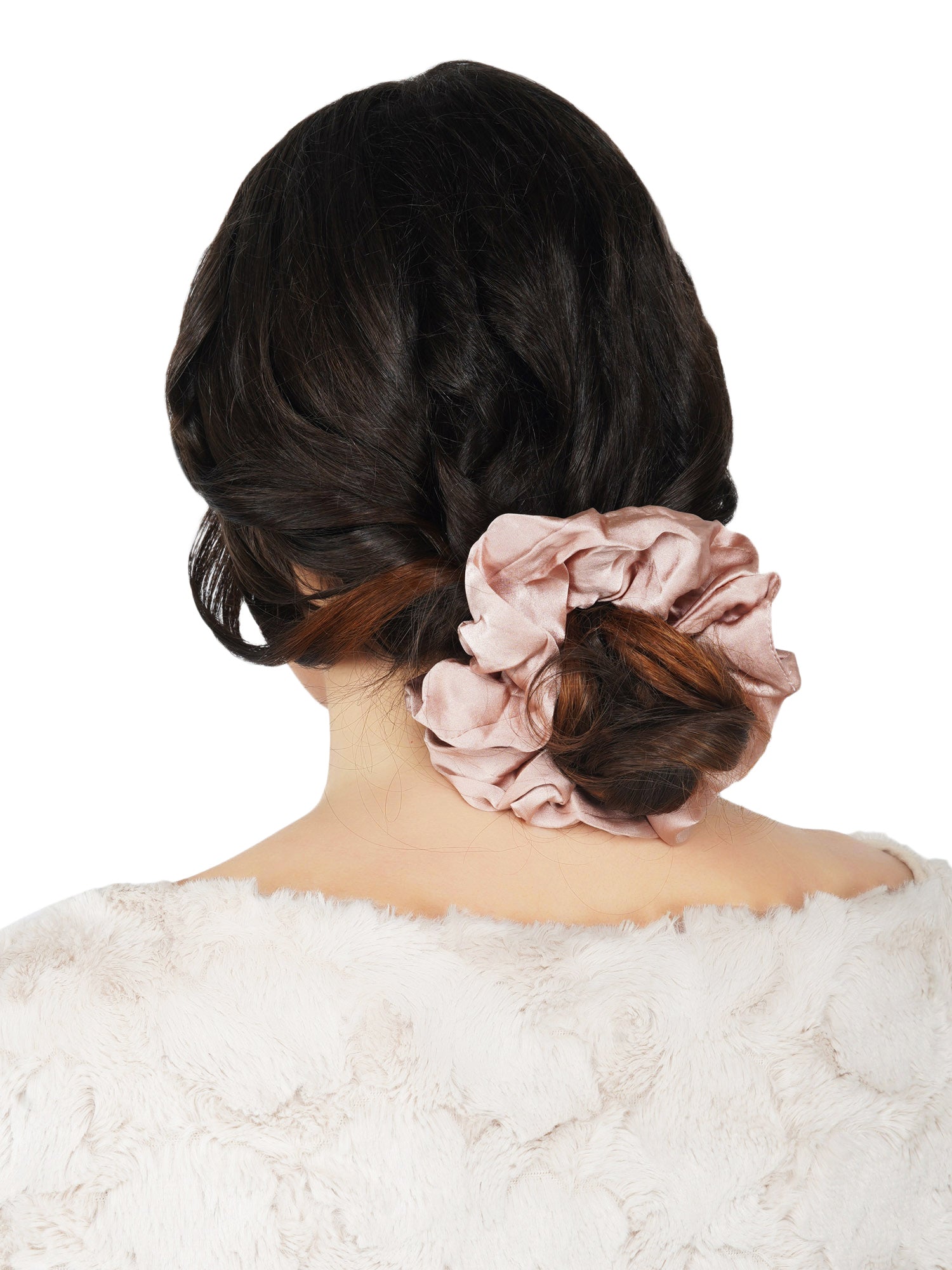  00 mulberry silk blush pink scrunchies set of  