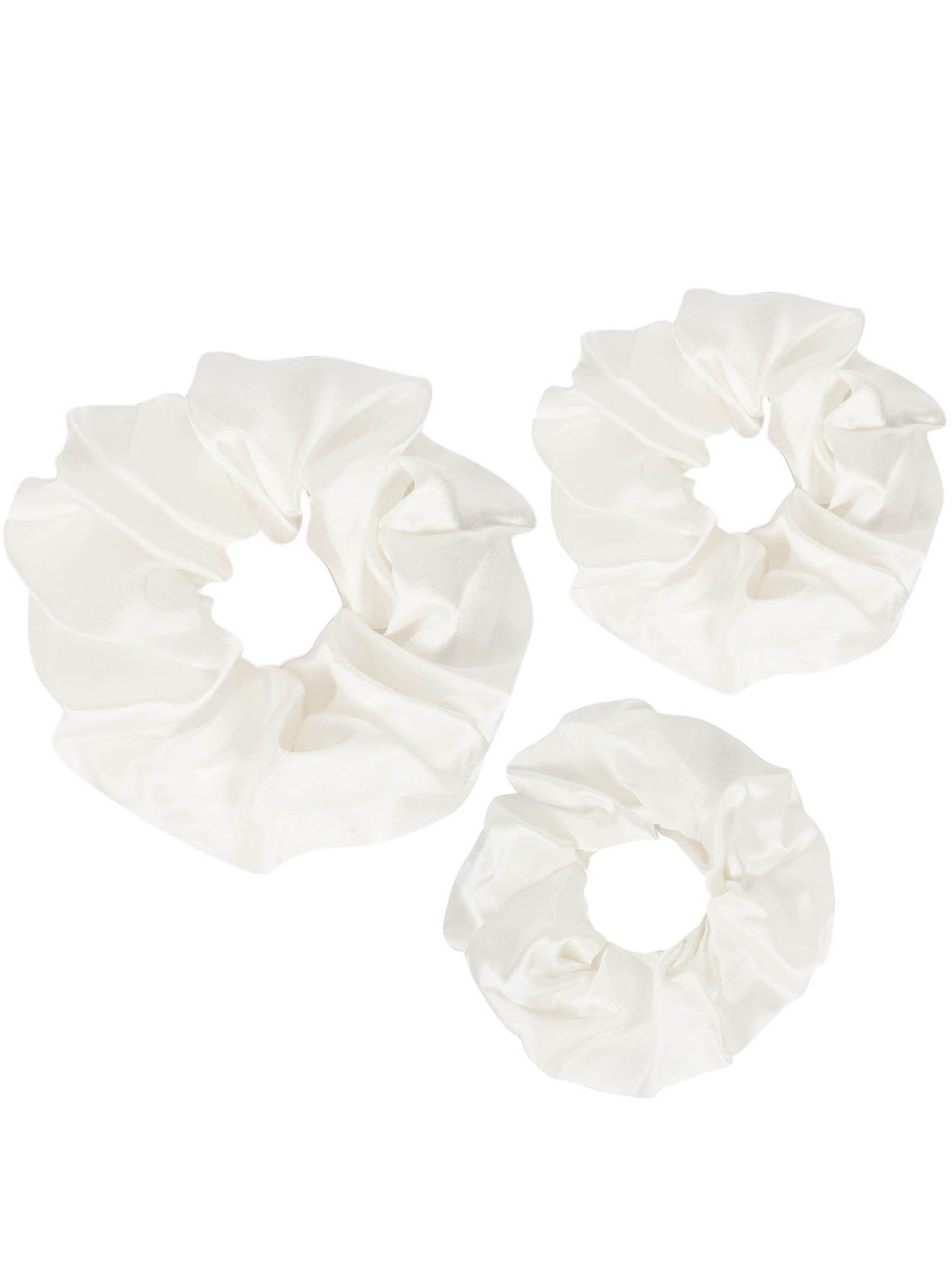 mulberry silk white scrunchies pair of  